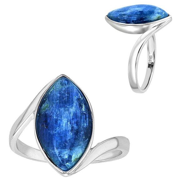 NEW Sterling Silver Marquise Cut Natural Kyanite Ring - Picture 1 of 2